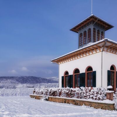Teehaus im Schnee