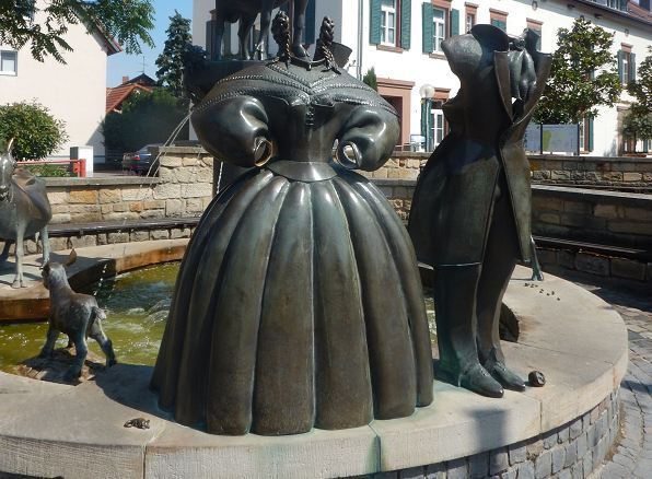Deidesheim Gei�bockbrunnen Braut und Br�utigam (rechteckig)