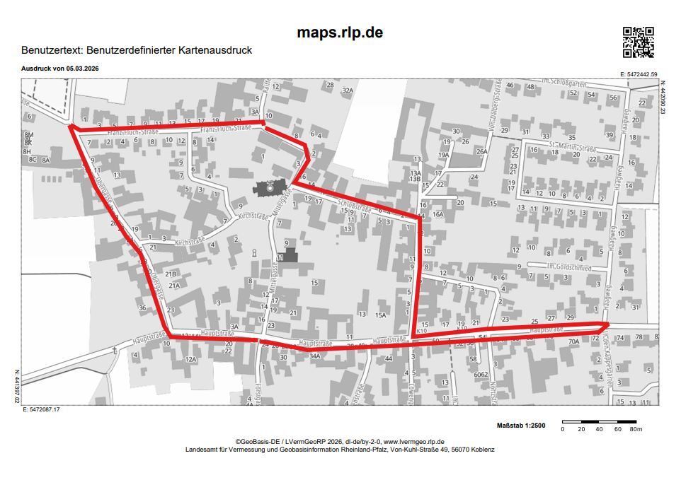 Gefahrenabwehrverordnung Ruppertsberg Kartenauszug